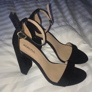 Black Suede Ankle Strap High Heel